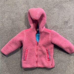 Hanna Andersson Coral and Teal Fleece Jacket